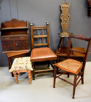 Lot 461 - A group of furniture to include Welsh stool,...