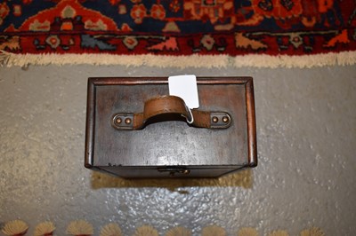 Lot 143 - A plywood wine carrier with strap handle to...