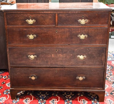 Lot 498 - A 19th century oak chest of drawers, with two...