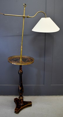 Lot 502 - An antique black lacquered and brass...