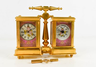 Lot 40 - A French gilt brass double miniature carriage...
