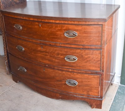 Lot 481 - A 19th century mahogany three drawer bow front...