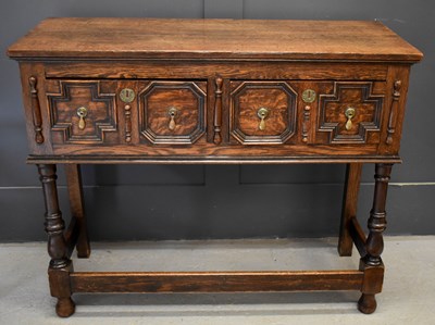 Lot 490 - A 17th century style oak sideboard, with two...