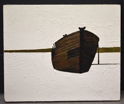 Lot 414 - An oil on canvas, rowing boat, unsigned.