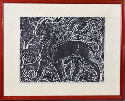 Lot 405 - A Chinese monochrome print on paper depicting...