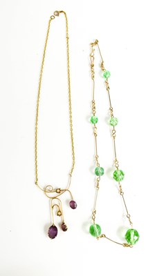 Lot 102 - A Edwardian 9ct gold, amethyst and seed pearl...