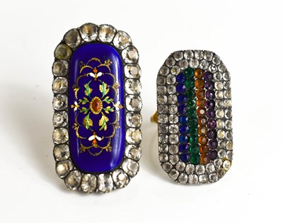 Lot 24 - Two Victorian white metal and paste set rings,...