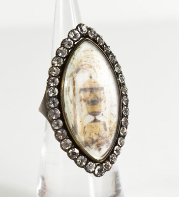Lot 25 - A Victorian white metal and paste mourning...