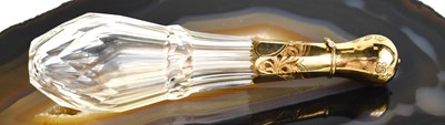 Lot 19 - A fine cut glass and gold plated scent bottle,...