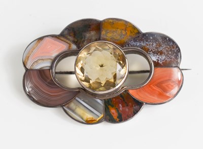 Lot 30 - A Scottish silver, agate and pale quartz...