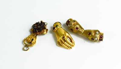 Lot 56 - Two gold (tested as) clasps in the form of...