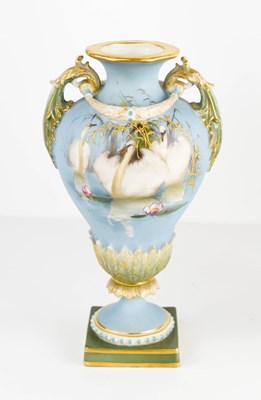 Lot 499 - A Royal Worcester Charles Baldwin twin handled...