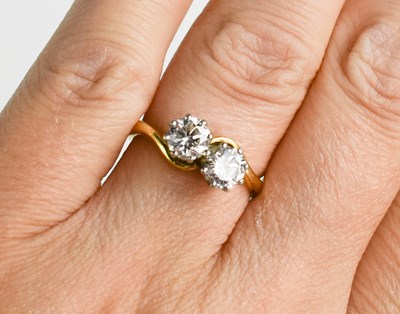 Lot 168 - A 'Toi et Moi' 9ct gold and diamond ring,...