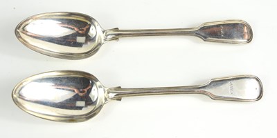 Lot 380 - A pair of Georgian silver serving spoons,...