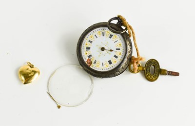Lot 73 - A 9ct gold heart pendant and a 19th century...