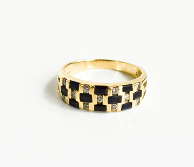 Lot 136 - A 14ct gold, sapphire and diamond ring, size O,...