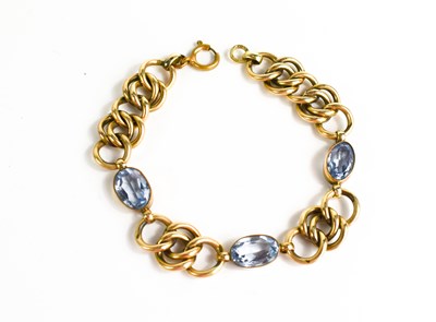 Lot 122 - An 18ct gold [tested as] and aquamarine chain...