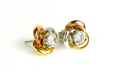 Lot 192 - A pair of 9ct white, yellow and rose gold...