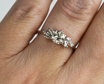 Lot 48 - An 18ct white gold and diamond ring, the...