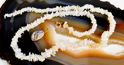 Lot 40 - A 9ct gold and opal set pendant, together with...