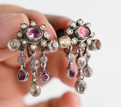 Lot 86 - A pair of silver and paste 19th century earrings.