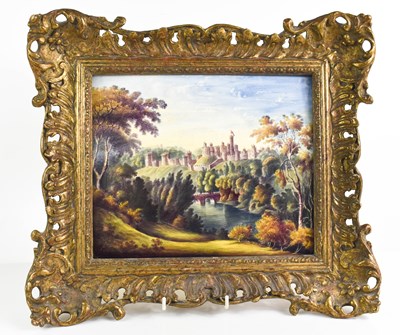 Lot 449 - A 19th century oil on porcelain plaque,...