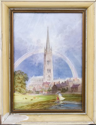 Lot 445 - A painted porcelain plaque depicting Louth...
