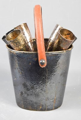 Lot 109 - A silver plated repousse champagne set,...
