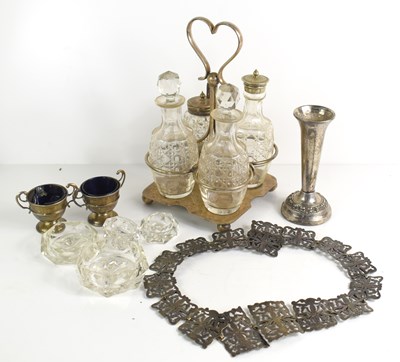 Lot 93 - A pair of silver twin handled salts together...