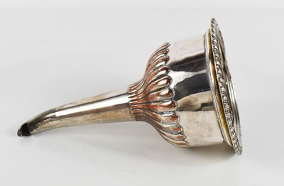 Lot 123 - A 19th century silver plated wine funnel, with...