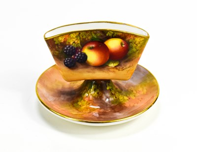 Lot 110 - A Royal Worcester matchstick holder, raised on...