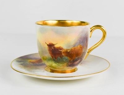Lot 109 - A Royal Worcester cup & saucer, by Harry...