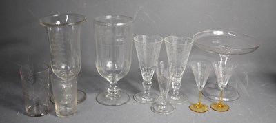 Lot 136 - A pair of 19th century glasses with engraved...