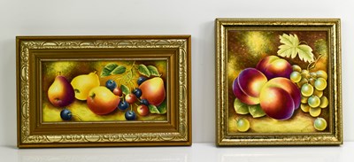 Lot 138 - Two porcelain plaques signed Leaman, painted...
