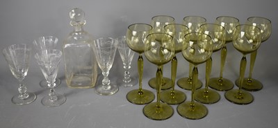 Lot 193 - A set of German Mid Century green wine glasses,...