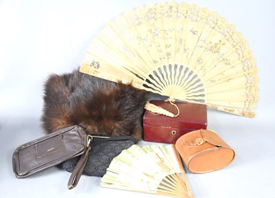 Lot 28 - A vintage hand muff, a vintage beaded evening...