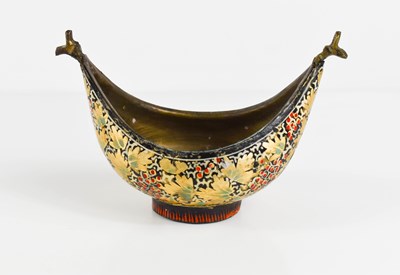 Lot 16 - A lacquered bronze Kovsch, possibly Russian...