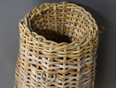 Lot 40 - A vintage wicker eel basket, 72cm high.